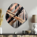 Metallic Stripes And Circles III - Asymmetric Metal Wall Clock