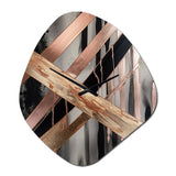 Metallic Stripes And Circles III - Asymmetric Metal Wall Clock
