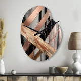 Metallic Stripes And Circles III - Asymmetric Metal Wall Clock