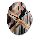 Metallic Stripes And Circles III - Asymmetric Metal Wall Clock