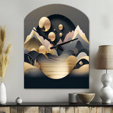 Dreamy Golden Mountain II - Asymmetric Metal Wall Clock