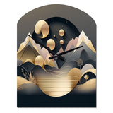 Dreamy Golden Mountain II - Asymmetric Metal Wall Clock