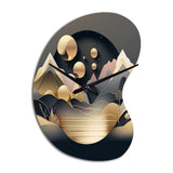 Dreamy Golden Mountain II - Asymmetric Metal Wall Clock