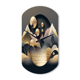Dreamy Golden Mountain II - Asymmetric Metal Wall Clock