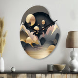 Dreamy Golden Mountain II - Asymmetric Metal Wall Clock