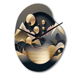 Dreamy Golden Mountain II - Asymmetric Metal Wall Clock