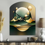 Dreamy Golden Mountain III - Asymmetric Metal Wall Clock