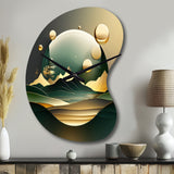 Dreamy Golden Mountain III - Asymmetric Metal Wall Clock
