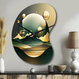 Dreamy Golden Mountain III - Asymmetric Metal Wall Clock