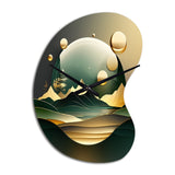 Dreamy Golden Mountain III - Asymmetric Metal Wall Clock