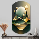 Dreamy Golden Mountain III - Asymmetric Metal Wall Clock