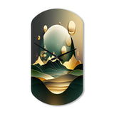 Dreamy Golden Mountain III - Asymmetric Metal Wall Clock