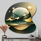 Dreamy Golden Mountain III - Asymmetric Metal Wall Clock