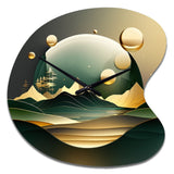 Dreamy Golden Mountain III - Asymmetric Metal Wall Clock
