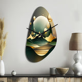 Dreamy Golden Mountain III - Asymmetric Metal Wall Clock