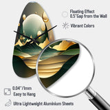Dreamy Golden Mountain III - Asymmetric Metal Wall Clock