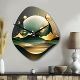 Dreamy Golden Mountain III - Asymmetric Metal Wall Clock