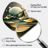 Dreamy Golden Mountain III - Asymmetric Metal Wall Clock