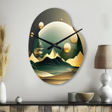 Dreamy Golden Mountain III - Asymmetric Metal Wall Clock