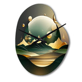 Dreamy Golden Mountain III - Asymmetric Metal Wall Clock