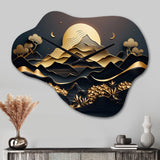 Dreamy Golden Mountain IV - Asymmetric Metal Wall Clock