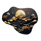 Dreamy Golden Mountain IV - Asymmetric Metal Wall Clock