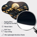 Dreamy Golden Mountain IV - Asymmetric Metal Wall Clock