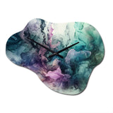 Green Purple Marbled Symphony - Asymmetric Metal Wall Clock