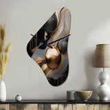 Gold And Black Marble Mirage I - Asymmetric Metal Wall Clock