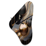Gold And Black Marble Mirage I - Asymmetric Metal Wall Clock