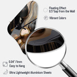 Gold And Black Marble Mirage I - Asymmetric Metal Wall Clock