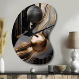 Gold And Black Marble Mirage I - Asymmetric Metal Wall Clock