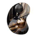 Gold And Black Marble Mirage I - Asymmetric Metal Wall Clock
