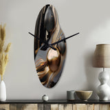 Gold And Black Marble Mirage I - Asymmetric Metal Wall Clock