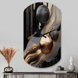 Gold And Black Marble Mirage I - Asymmetric Metal Wall Clock