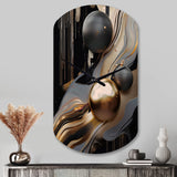 Gold And Black Marble Mirage I - Asymmetric Metal Wall Clock