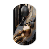 Gold And Black Marble Mirage I - Asymmetric Metal Wall Clock