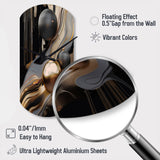 Gold And Black Marble Mirage I - Asymmetric Metal Wall Clock