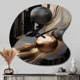 Gold And Black Marble Mirage I - Asymmetric Metal Wall Clock