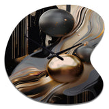 Gold And Black Marble Mirage I - Asymmetric Metal Wall Clock