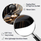 Gold And Black Marble Mirage I - Asymmetric Metal Wall Clock