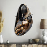 Gold And Black Marble Mirage I - Asymmetric Metal Wall Clock