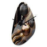 Gold And Black Marble Mirage I - Asymmetric Metal Wall Clock