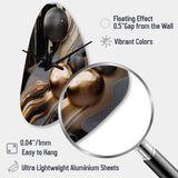 Gold And Black Marble Mirage I - Asymmetric Metal Wall Clock