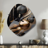 Gold And Black Marble Mirage I - Asymmetric Metal Wall Clock