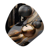 Gold And Black Marble Mirage I - Asymmetric Metal Wall Clock
