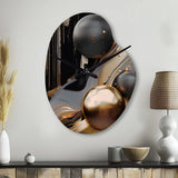 Gold And Black Marble Mirage I - Asymmetric Metal Wall Clock