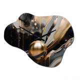 Gold And Black Marbled Euphoria II - Asymmetric Metal Wall Clock