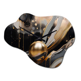Gold And Black Marbled Euphoria II - Asymmetric Metal Wall Clock