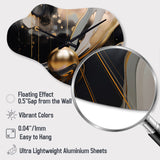Gold And Black Marbled Euphoria II - Asymmetric Metal Wall Clock